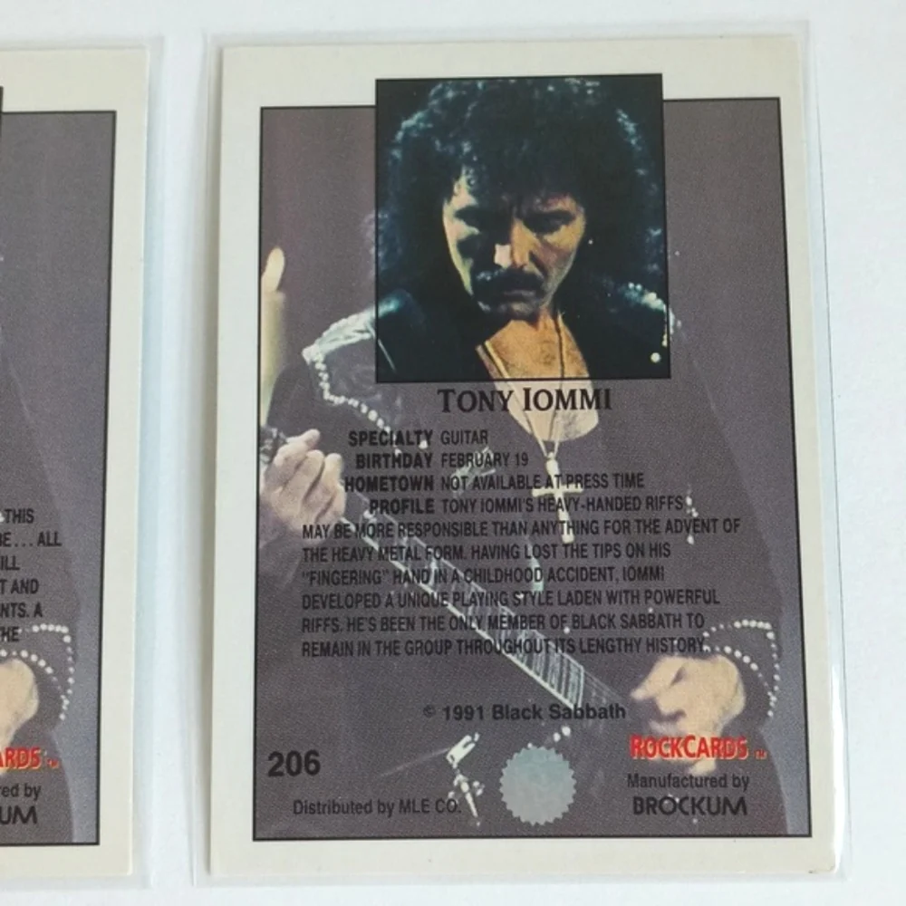 Rare Set of 3 1991 Black Sabbath Music Trading Cards Tony Lommi Cozy Powell